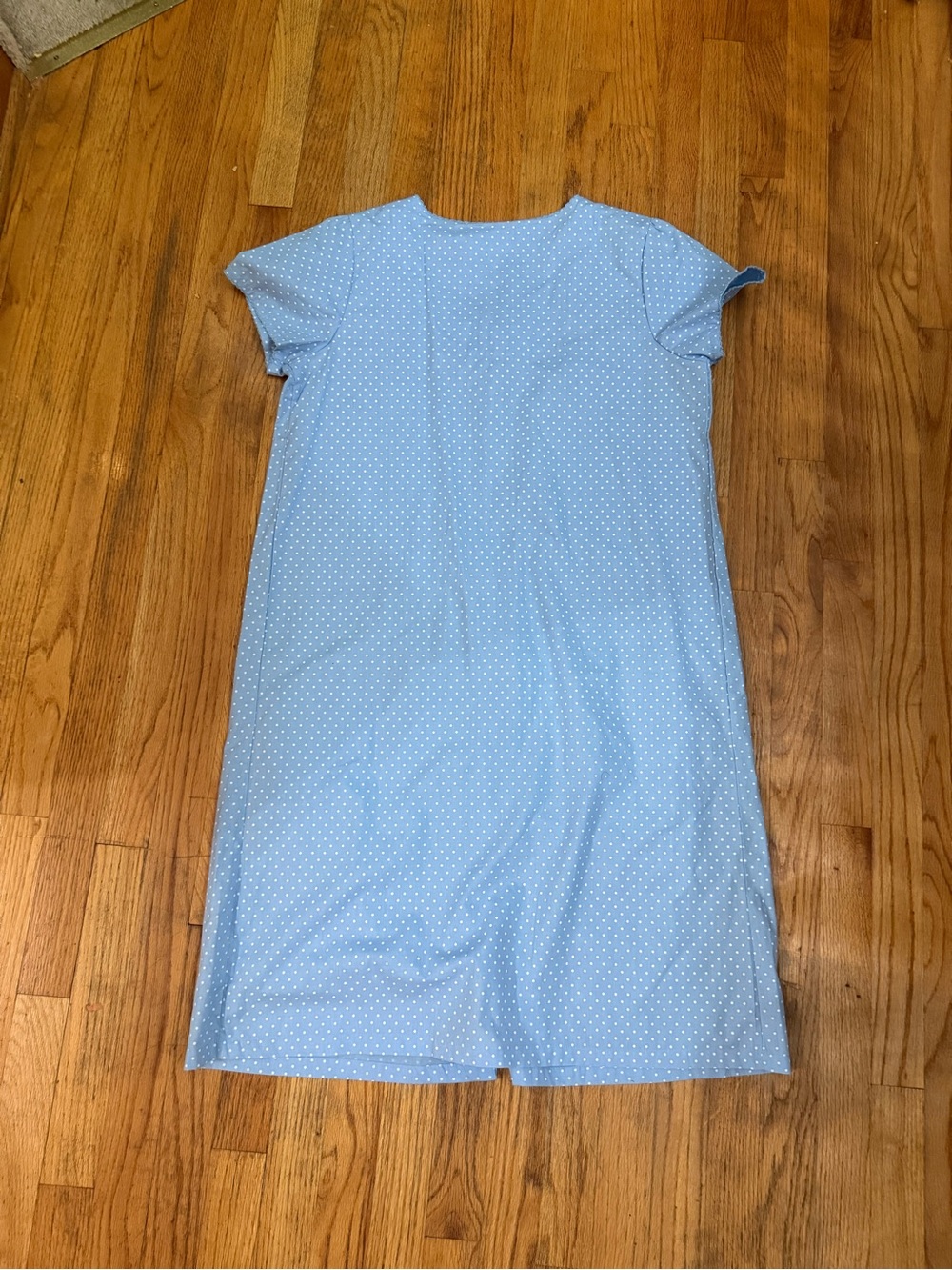 PINK Blue Polka Dot Lace Trim Pearl Button Short Sleeve Nightgown Grandma Core M - Picture 9 of 9